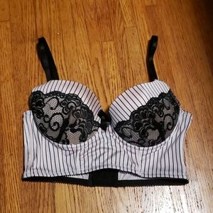 FINAL PRICE Black Lacey Striped Bustier